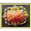 Image 1 : RED CORAL CANNETILLE GOLD BROOCH 1820 ENGLISH #2084112