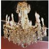 Image 1 : Antique Bronze an Crystal Chandelier Fixture #2092930