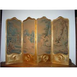 French 4 Paneled Giltwood Screen with Paintings#2093516