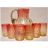 Image 1 : ANTIQUE AMBERINA PITCHER & 6 TUMBLERS!  #2099965