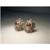 Image 1 : 18K Pink Gold Rose Cut Diamond Ruby Earrings #2100574