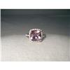 Image 1 : Estate 14K WG MicroPave Diamond Amethyst Ring #2100630