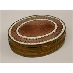 Guilloche Enamel and Bronze Oval Pill Box #2110747