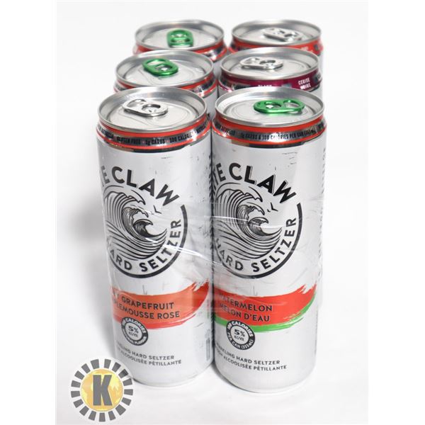 6PACK WHITE CLAW ASSORTED  FLAVORS 355ML 5%ALC.