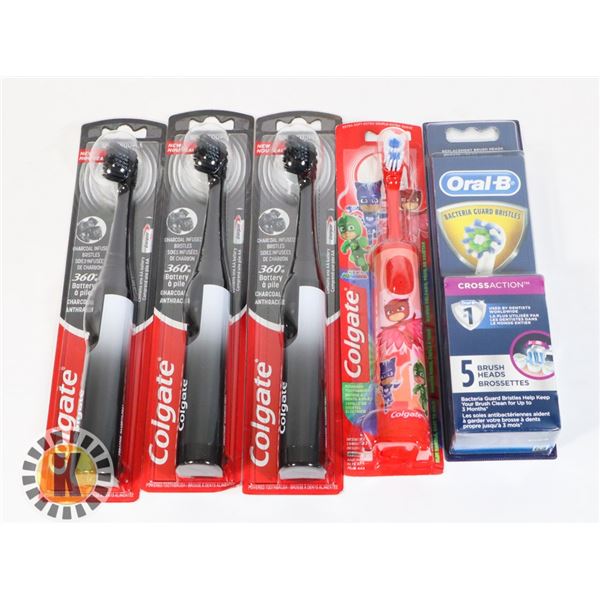 BAG OF ELECTRIC COLGATE TOOTH BRUSHES