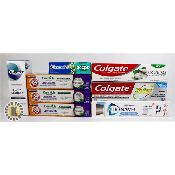 BAG OF ASSORTED DENTAL CARE PRODUCTS