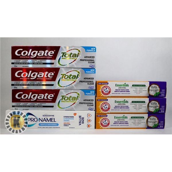 BAG OF ASSORTED DENTAL CARE PRODUCTS