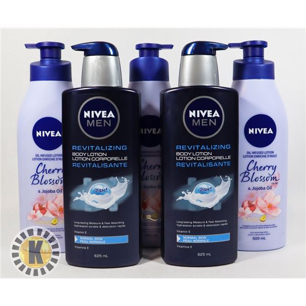 BAG OF ASSORTED NIVEA AND VASELINE BODY LOTION