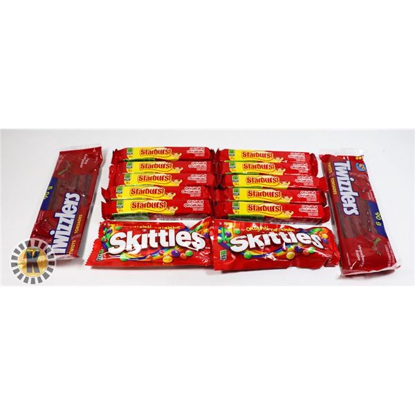 BAG OF ASSORTED CANDY INCLUDES SKITTLES &TWIZZLERS