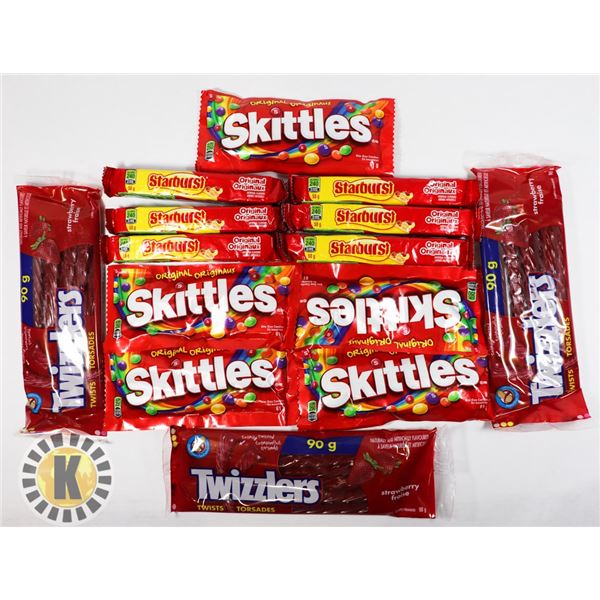 BAG OF ASSORTED CANDY INCLUDES SKITTLES &TWIZZLERS