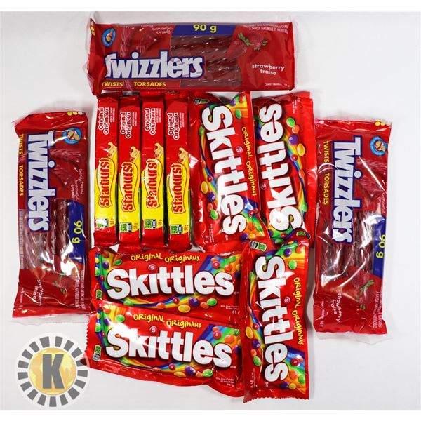 BAG OF ASSORTED CANDY INCLUDES SKITTLES &TWIZZLERS