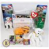 Image 1 : 13)  COLLECTION OF 4 NEW BEANIE BABIES AND 100