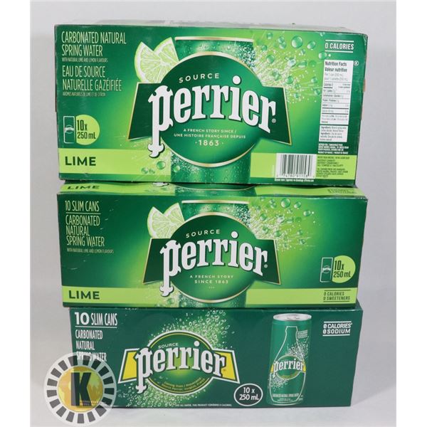 THREE ASSORTED CASES OF PERRIER