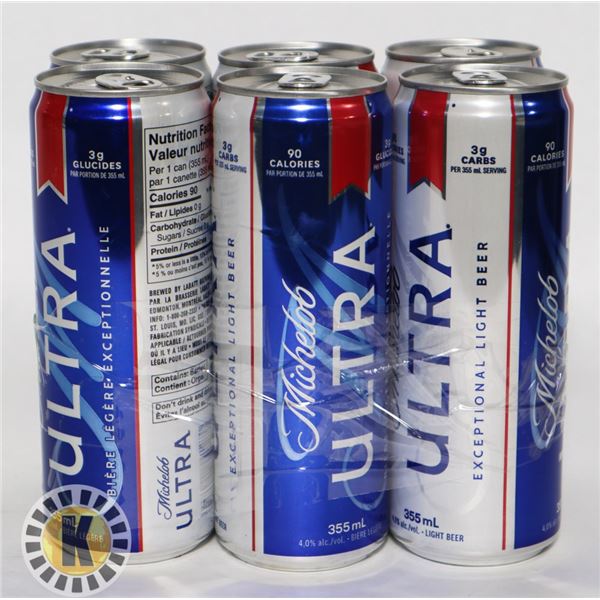 6 PACK MICHELOB ULTRA 90 CAL. 355ML. 4%ALC.