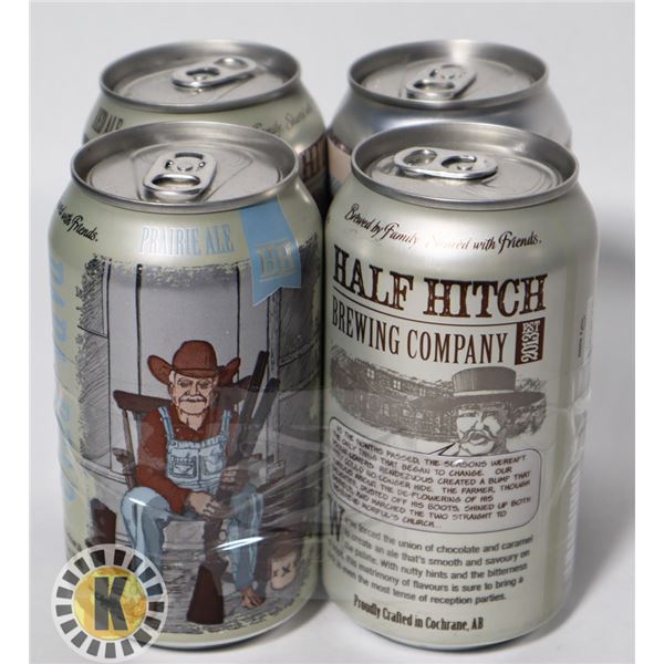 4 PACK HALF HITCH BEER. ASSORTED 355ML 4.5- 5%ALC.