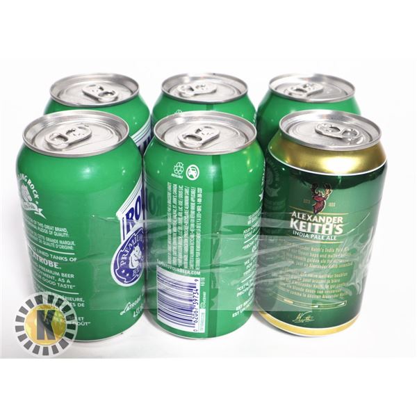 6 PACK- ASSORTED BRANDS- 355ML. 4.5% & 5% ALC.