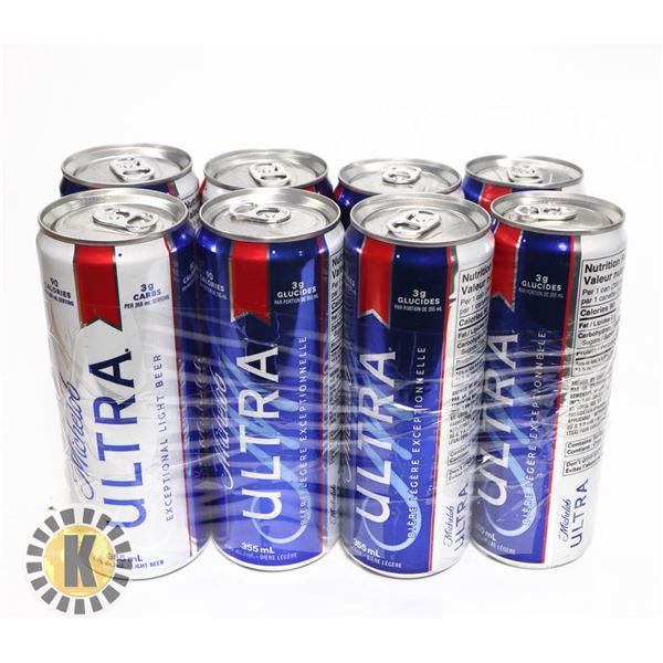 8 PACK MICHELOB ULTRA - 355ML; 4.0%ALC. 90 CAL