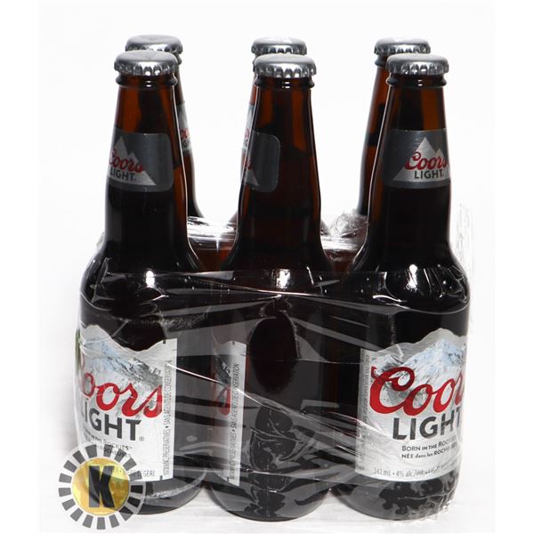 6 PACK COORS LIGHT.  341ML. 5.0% ALC.