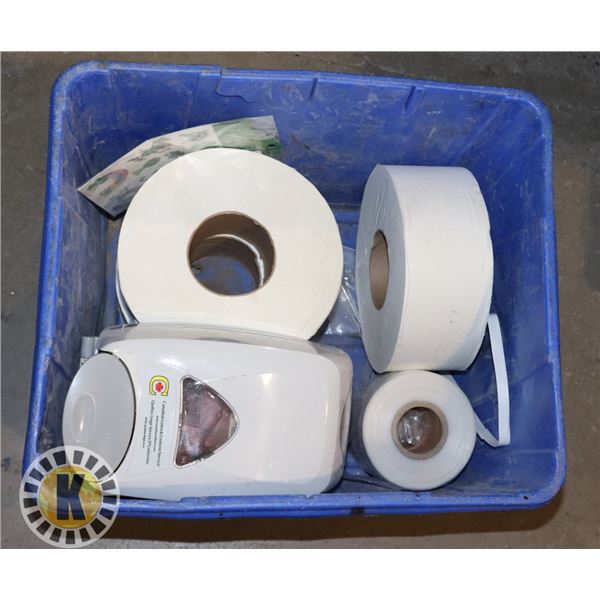 BIN OF BATHROOM SUPPLIES