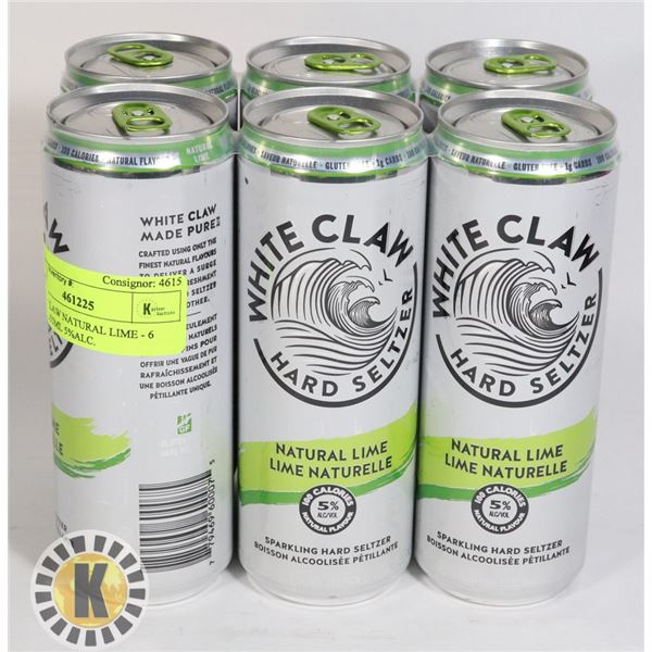 WHITE CLAW NATURAL LIME - 6 CANS * 355ML 5%ALC.