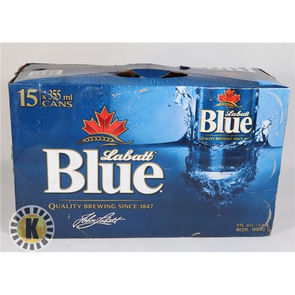 CASE OF LABATT BLUE. 15 CANS * 355ML; 5.0%ALC.