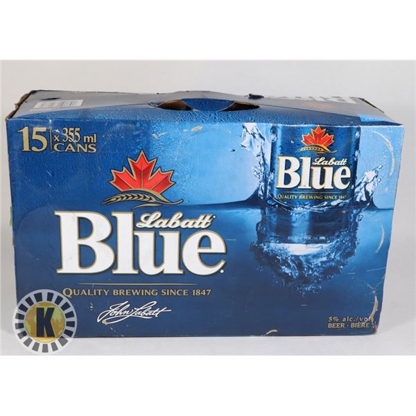 CASE OF LABATT BLUE. 15 CANS * 355ML; 5.0%ALC.