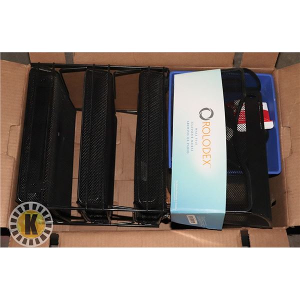 BOX OF OFFICE SUPPLIES