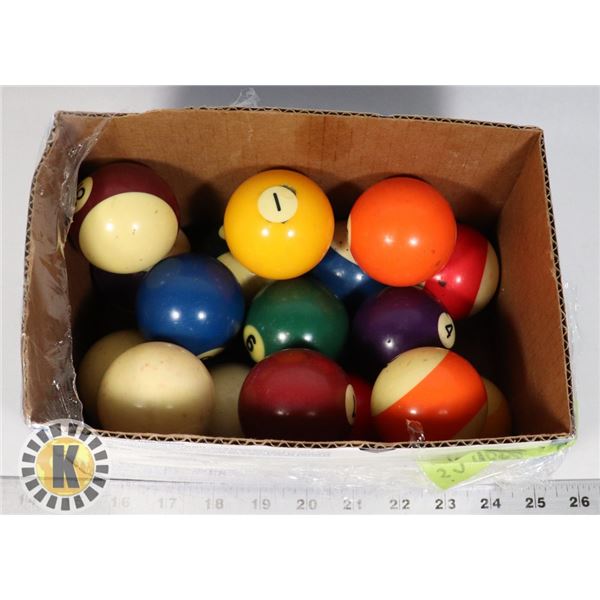 BOX OF POOL BALLS