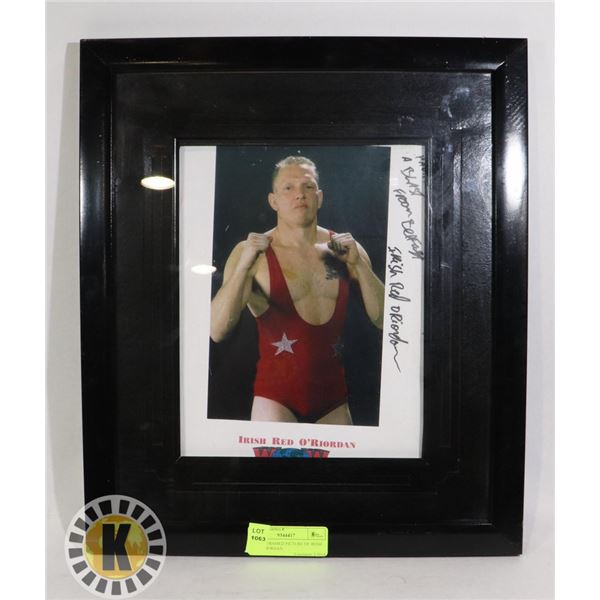 SIGNED FRAMED PICTURE OF IRISH RED O'RIORDAN