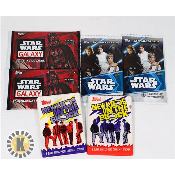 8)  LOT OF 6 FACTORY SEALED TOPPS TRADING CARDS