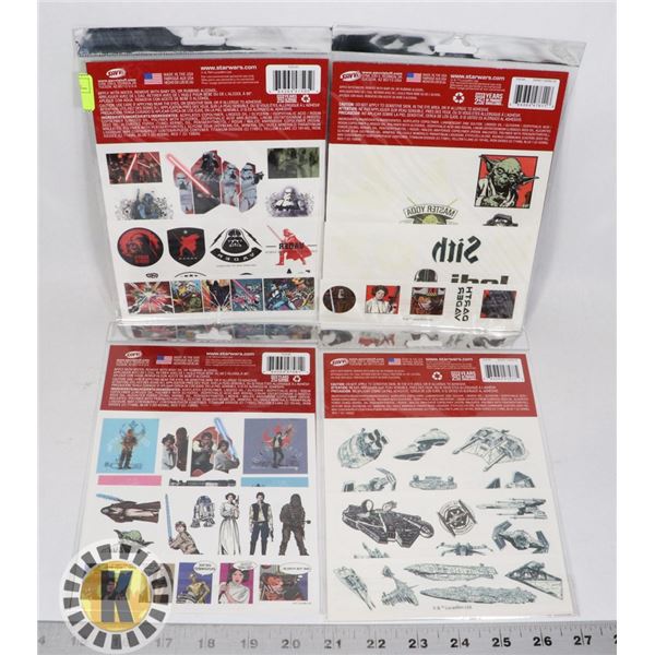 FOUR DIFFERENT NEW PACKS OF STAR WARS TATTOOS