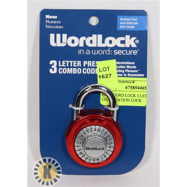 NEW WORD LOCK 3 LETTER COMBINATION LOCK