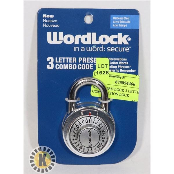 NEW WORD LOCK 3 LETTER COMBINATION LOCK
