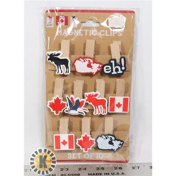 NEW 10PACK OF CANADIAN THEME MAGNETIC NOTE CLIPS