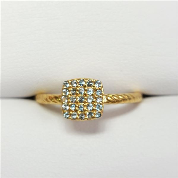 SILVER BLUE TOPAZ GOLD PLATED RING