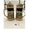 Image 2 : 2 x 8.5 Inch Tall Vintage Lidded German Beer Steins in Excellent Condition