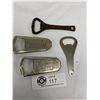 Image 1 : Lot of 4 Vintage Advertising Bottle Openers Hotel West Vancouver Schwepps Saskatoon Etc