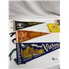 Image 2 : Lot of 3 Vintage Souvenir Pennants plus 4 Stanley Park Brewery Wooden Coasters