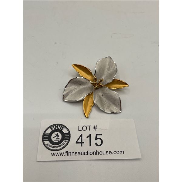 1950s Sterling Silver Flower Brooch