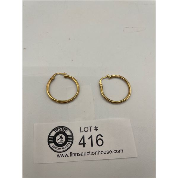 I inch Diameter 14k Italian Gold Hoop Earrings