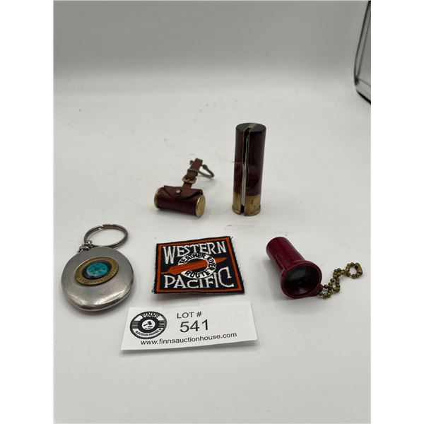 Collectible Lot of Key Chains, Shotgun Knife, etc