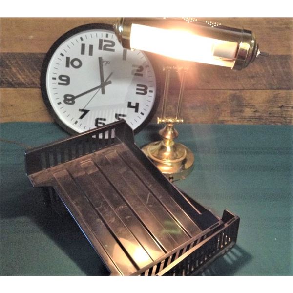 Clock, Lamp and Organizing Bins Clock and lamp tested and working