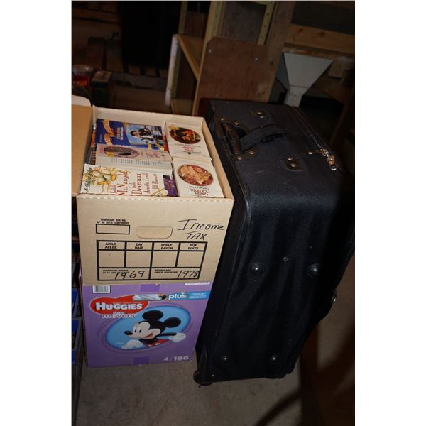 2Boxes Books and Suitcase.