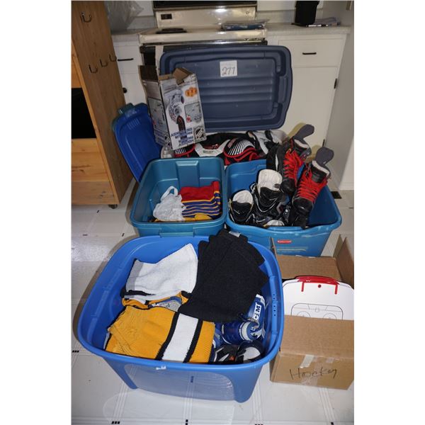 Hockey Equipment - Skates are sizes 5.5, 6.5, 7.5