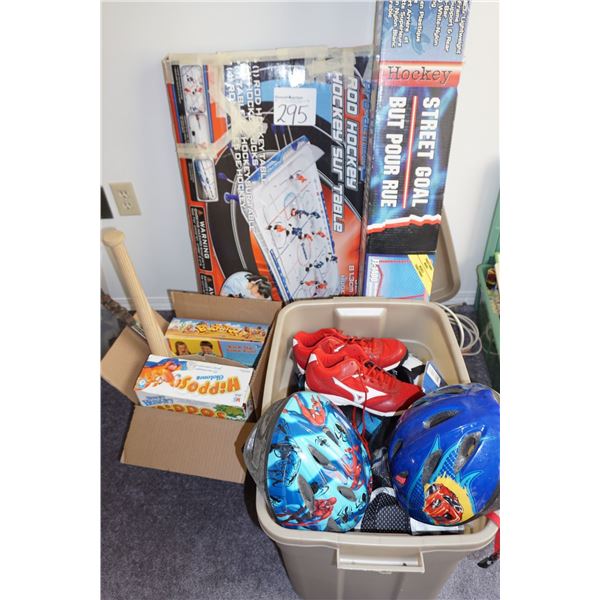 Tote of Lacrosse Hockey gear.