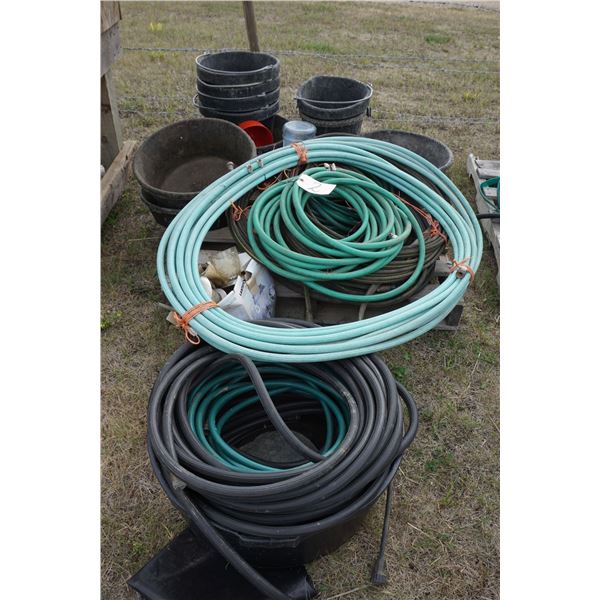 Feet Tubs and Rubber water pails, selection of hoses.