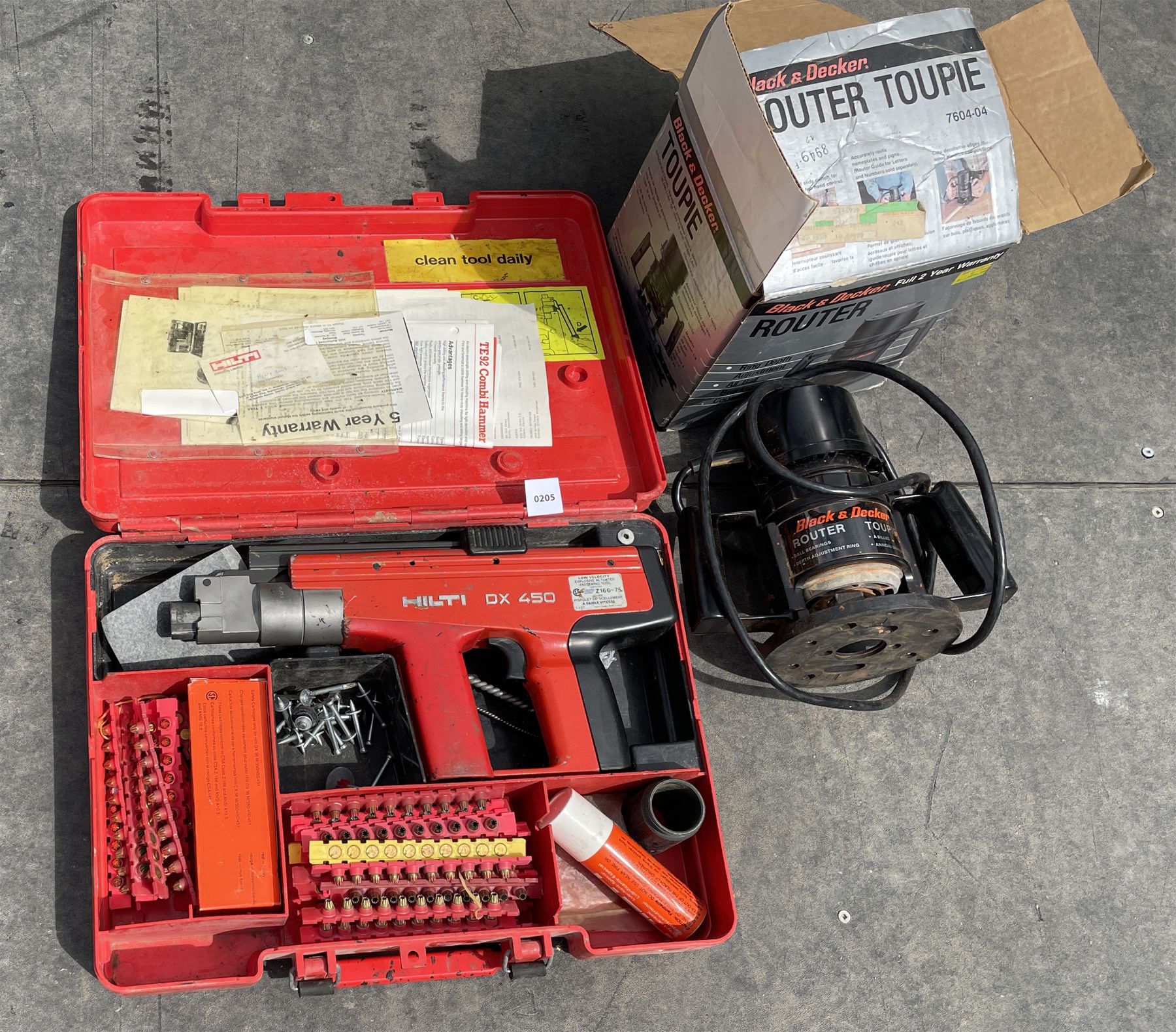 HILTI DX 450 GUN & BLACK & DECKER ROUTER