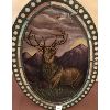 Image 2 : REVERSE PAINTED GLASS - BUCK PORTRAIT IN LEAD FRAME