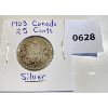 Image 1 : 1903 CND SILVER 25 CENT COIN 
