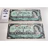 Image 1 : LOT OF 2 - 1967 CND ONE DOLLAR BILLS - S/N IN SEQUENCE
